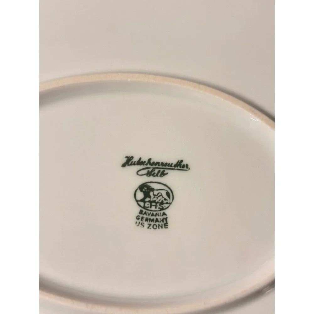 Hutschenreuther Selb Platters Set 2 White Pink Floral Bavaria US Zone Good 15in